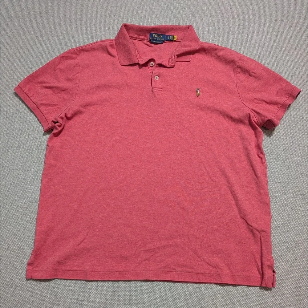 Polo Ralph Lauren Men's Heather Red XL Polo Shirt Custom Slim Fit Cotton